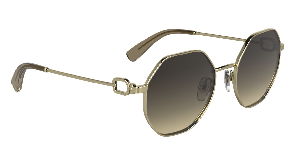 Occhiali da sole Longchamp LO179S (727) colore gold/gradient brown forma rotondo lenti grey - brown gradient