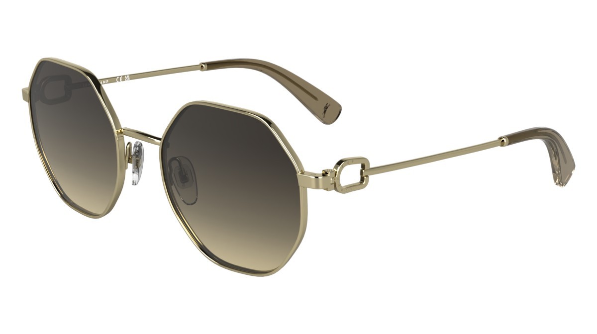 Occhiali da sole Longchamp LO179S (727) colore gold/gradient brown forma rotondo lenti grey - brown gradient