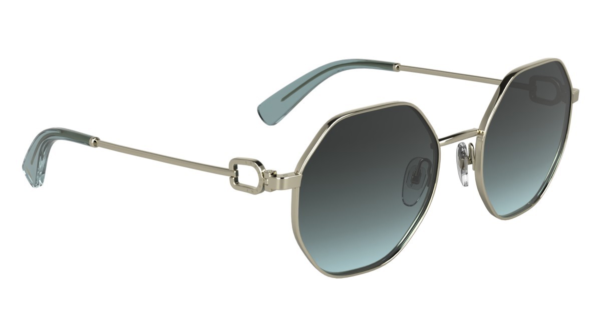 Occhiali da sole Longchamp LO179S (729) colore gold/gradient blue forma rotondo lenti gradient grey/azure