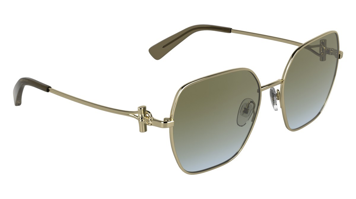 Occhiali da sole Longchamp LO190S (708) colore gold/gradient khaki forma rettangolare lenti double gradient khaki grey