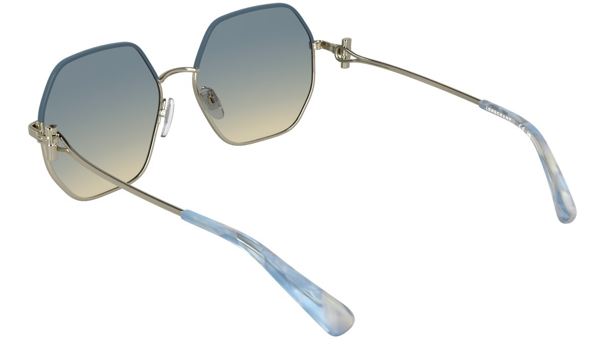 Occhiali da sole Longchamp LO191S (729) colore gold/gradient blue forma quadrato lenti gradient blue beige