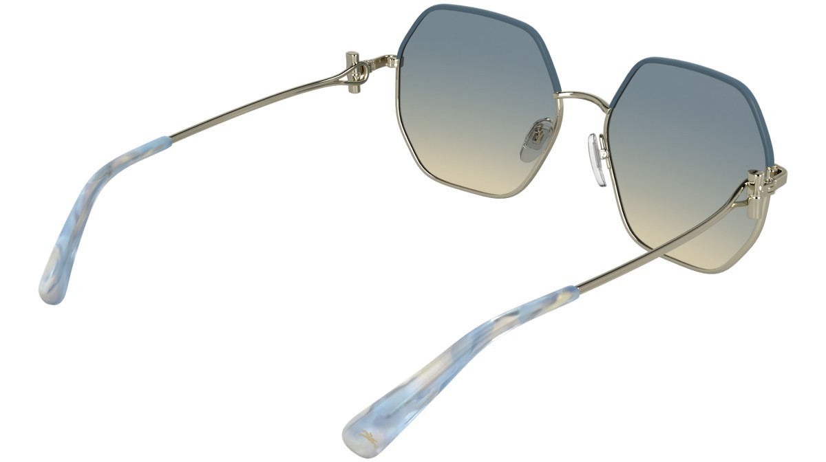 Occhiali da sole Longchamp LO191S (729) colore gold/gradient blue forma quadrato lenti gradient blue beige