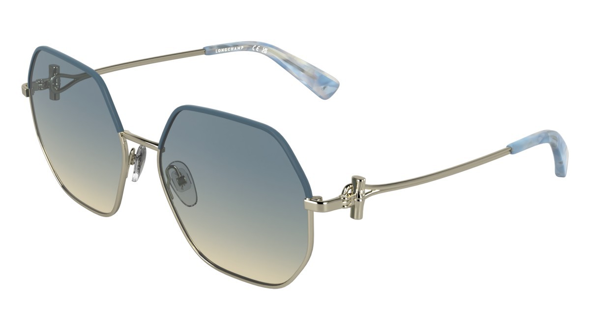 Occhiali da sole Longchamp LO191S (729) colore gold/gradient blue forma quadrato lenti gradient blue beige