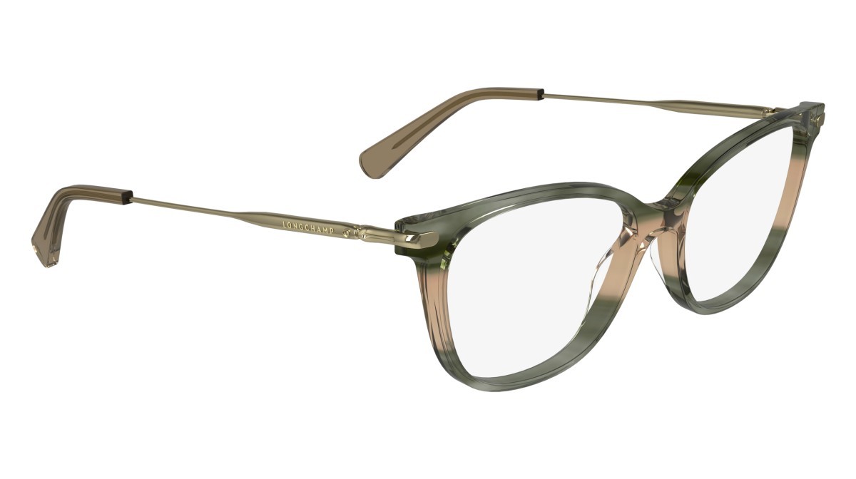 Occhiali da vista Longchamp LO2735 (308) colore striped green forma cat eye lenti demo