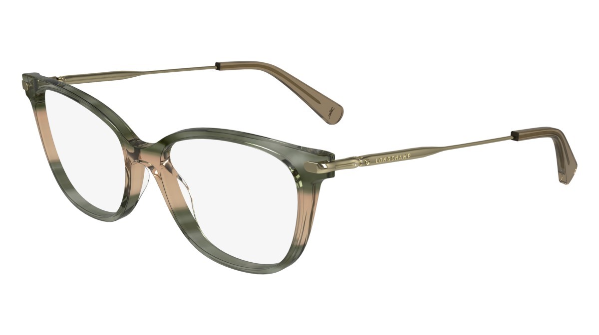 Occhiali da vista Longchamp LO2735 (308) colore striped green forma cat eye lenti demo