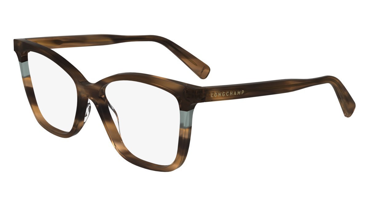 Eyeglasses Longchamp LO2741 (211) color striped brown shape rectangle lenses demo