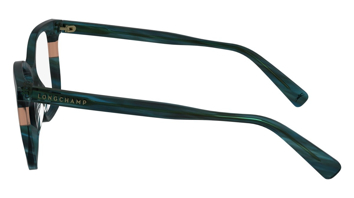 Eyeglasses Longchamp LO2741 (308) color striped green shape rectangle lenses demo