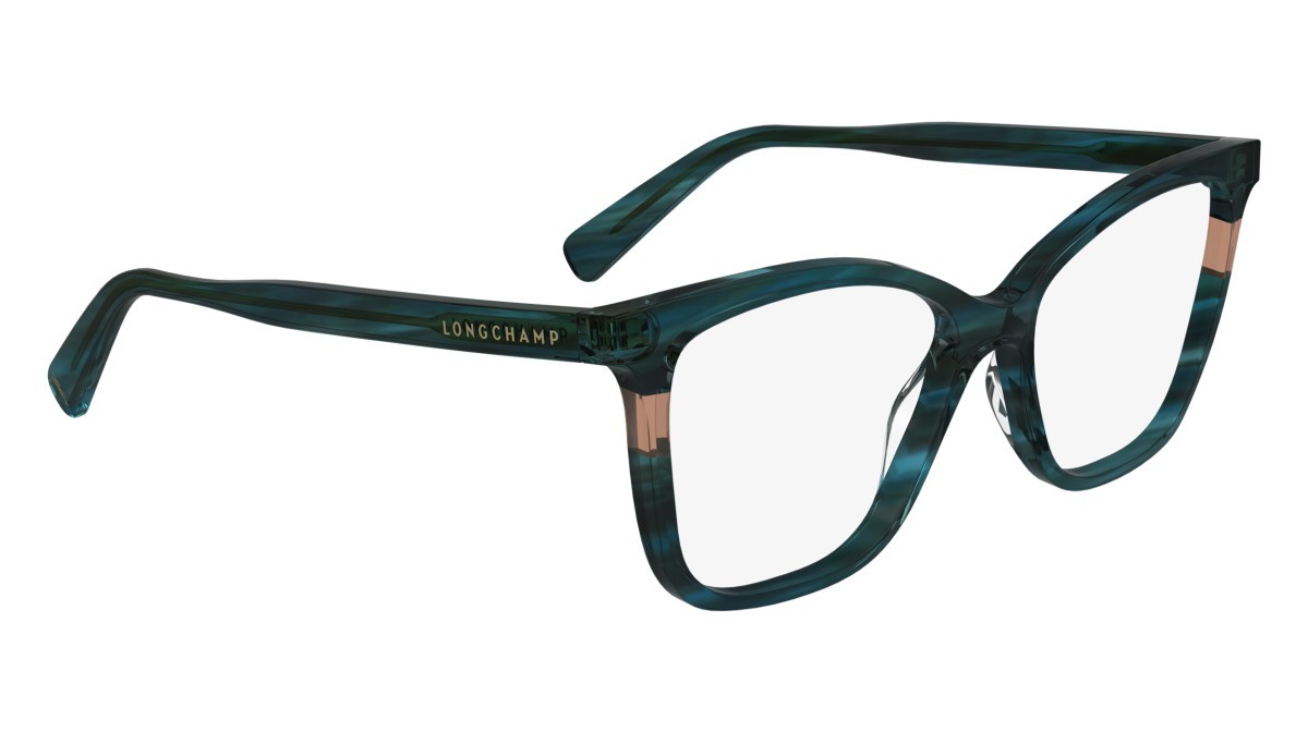 Eyeglasses Longchamp LO2741 (308) color striped green shape rectangle lenses demo