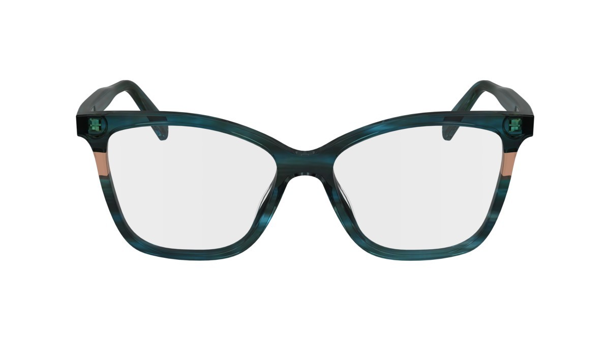 Eyeglasses Longchamp LO2741 (308) color striped green shape rectangle lenses demo