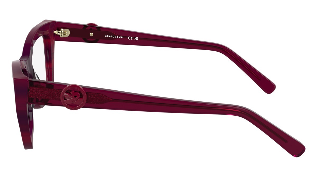Eyeglasses Longchamp LO2762 (602) color red horn shape rectangle lenses colore - 3