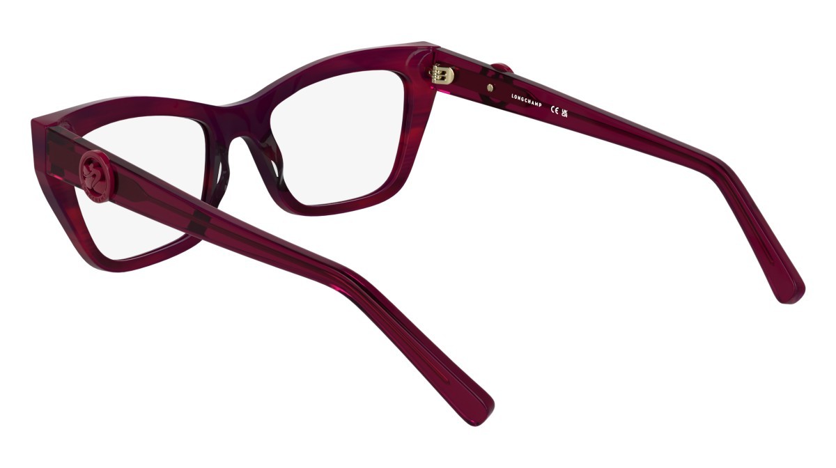 Eyeglasses Longchamp LO2762 (602) color red horn shape rectangle lenses colore - 3