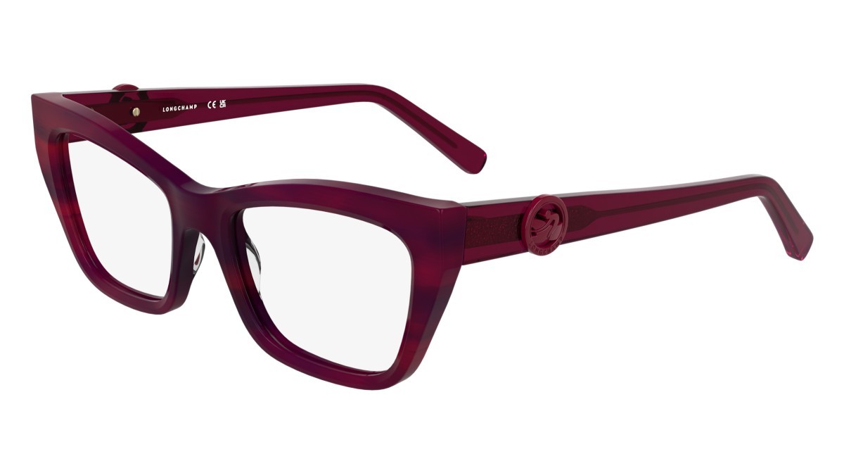 Eyeglasses Longchamp LO2762 (602) color red horn shape rectangle lenses colore - 3