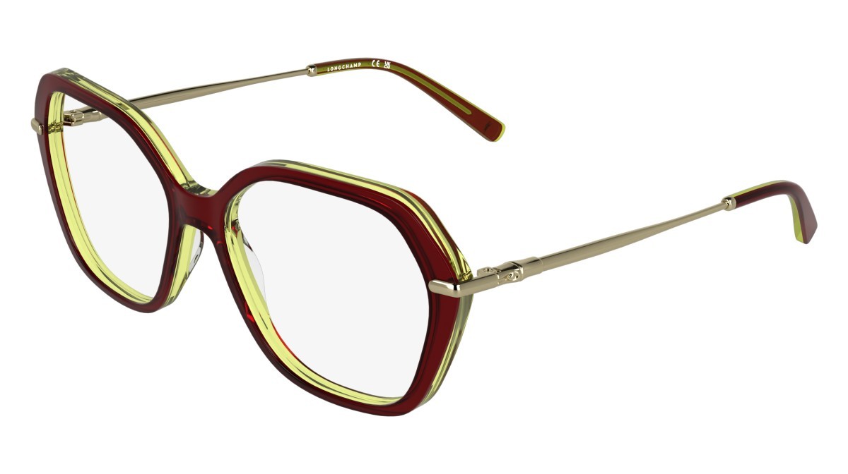 Occhiali da vista Longchamp LO2800 (618) colore transparent burgundy/yellow forma rettangolare 