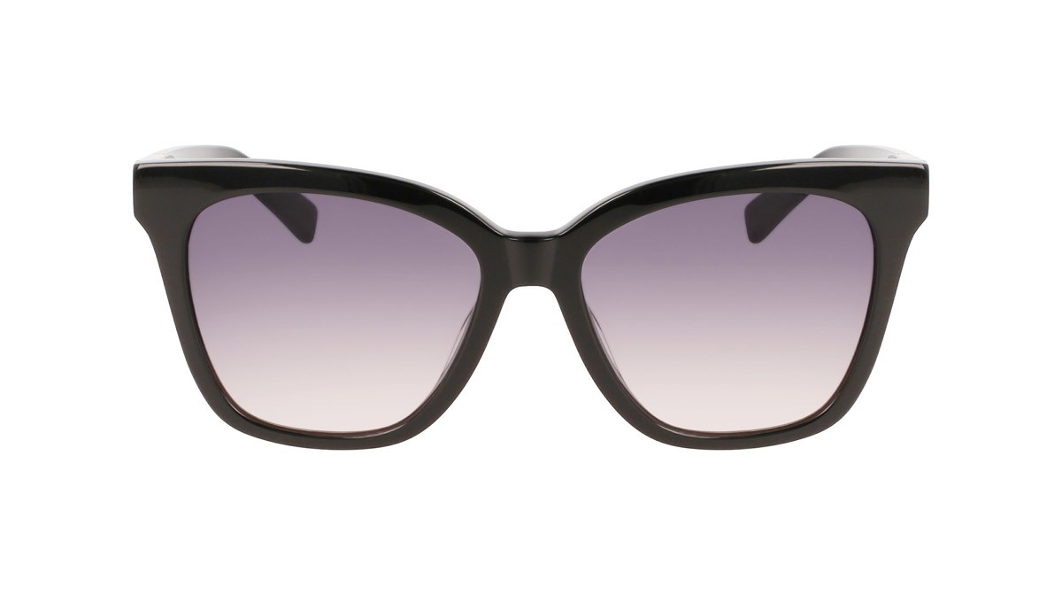 Sunglasses Longchamp LO696S (001) color black shape rectangle lenses smoke/rose gradient
