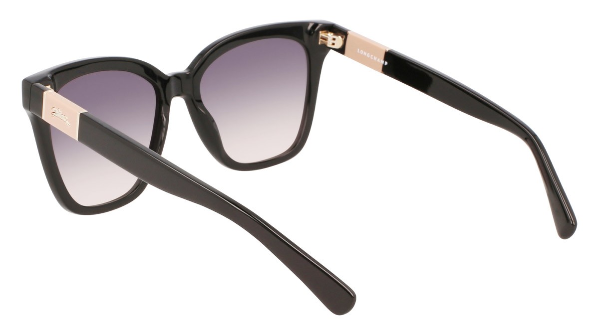 Sunglasses Longchamp LO696S (001) color black shape rectangle lenses smoke/rose gradient