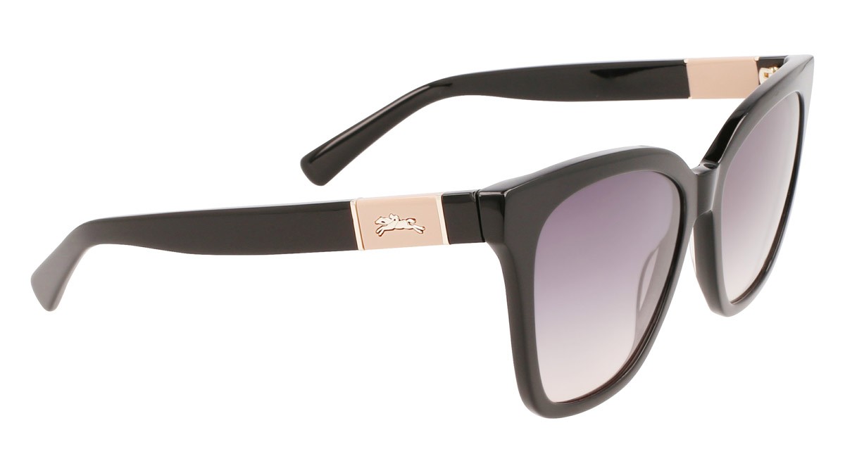 Sunglasses Longchamp LO696S (001) color black shape rectangle lenses smoke/rose gradient
