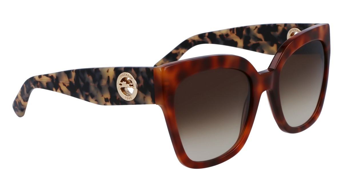 Occhiali da sole Longchamp LO717S (217) colore light havana forma pantos lenti gradient brown