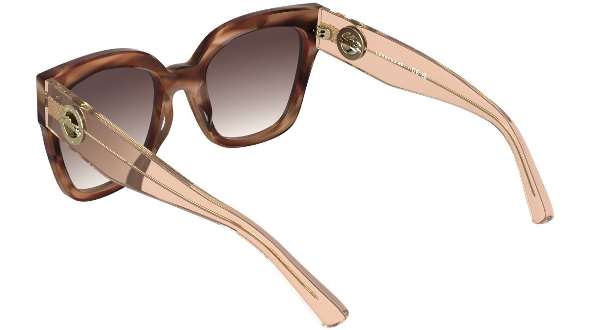 Sunglasses Longchamp LO717S (848) color striped brick brown havana shape pantos lenses gradient brown