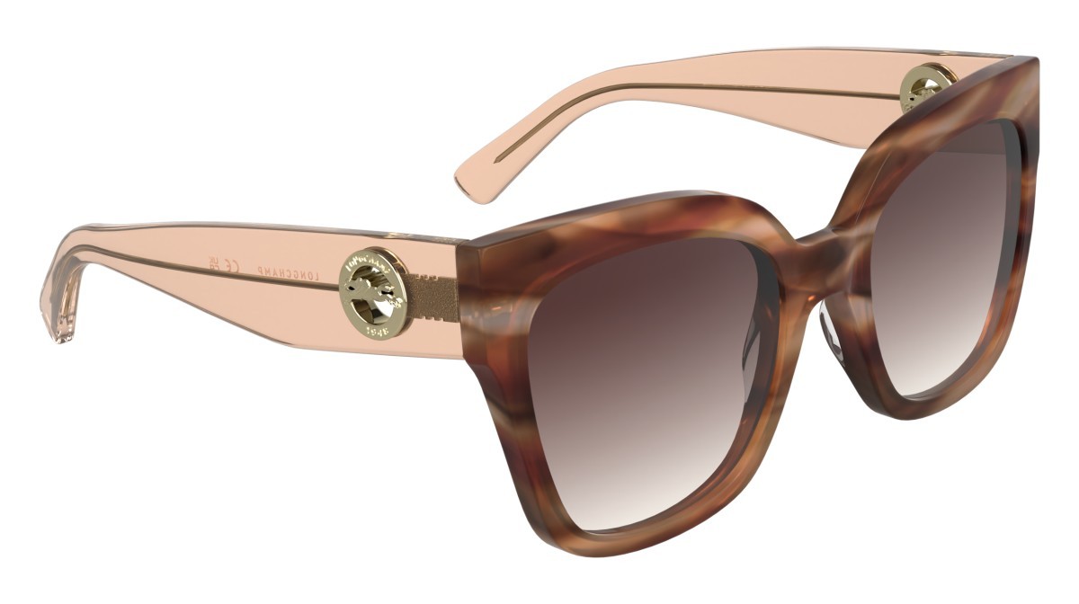 Sunglasses Longchamp LO717S (848) color striped brick brown havana shape pantos lenses gradient brown