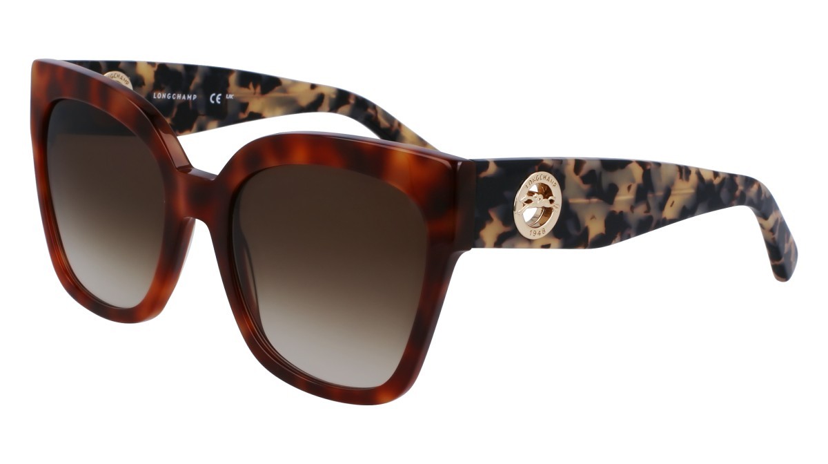 Occhiali da sole Longchamp LO717S N (217) colore light havana forma pantos lenti gradient brown