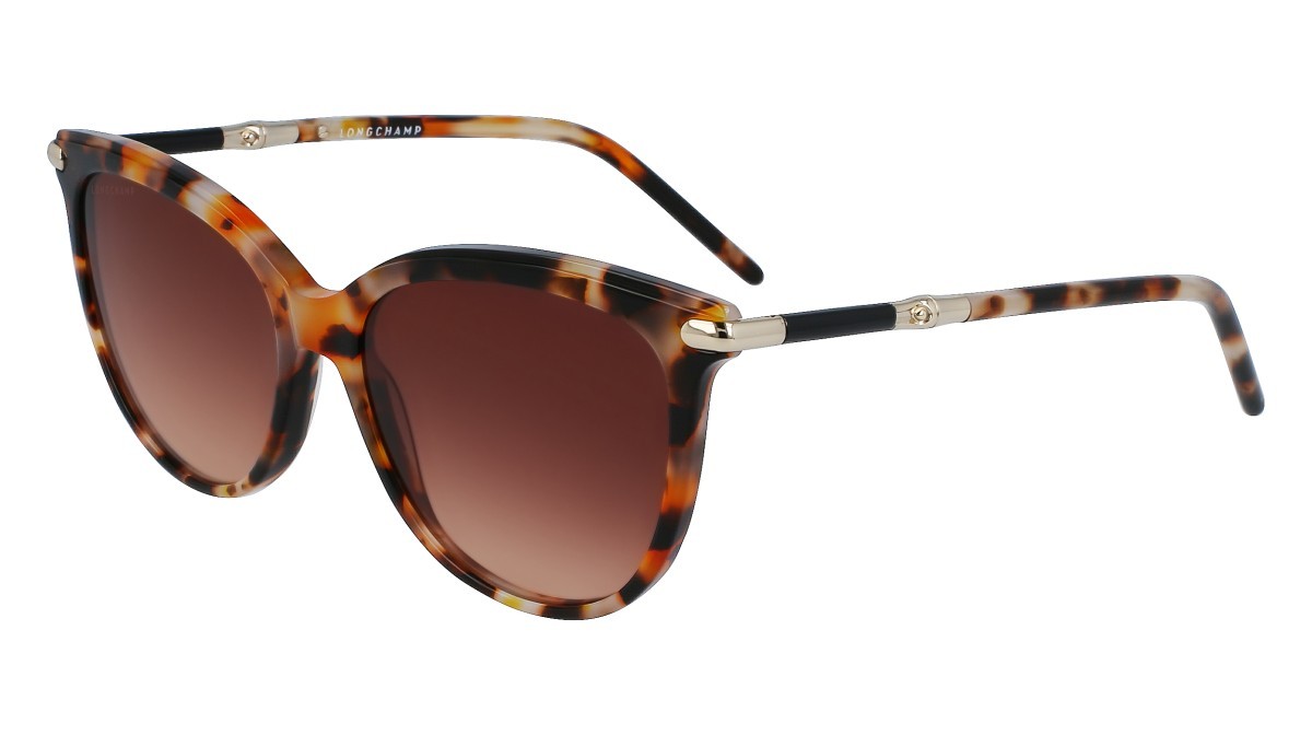 Sonnenbrillen Longchamp LO727S (239) farbe ochre havana form pantos gläser double gradient brown+orange