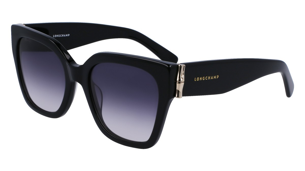 Sunglasses Longchamp LO732S (001) color black shape rectangle lenses blue gradient