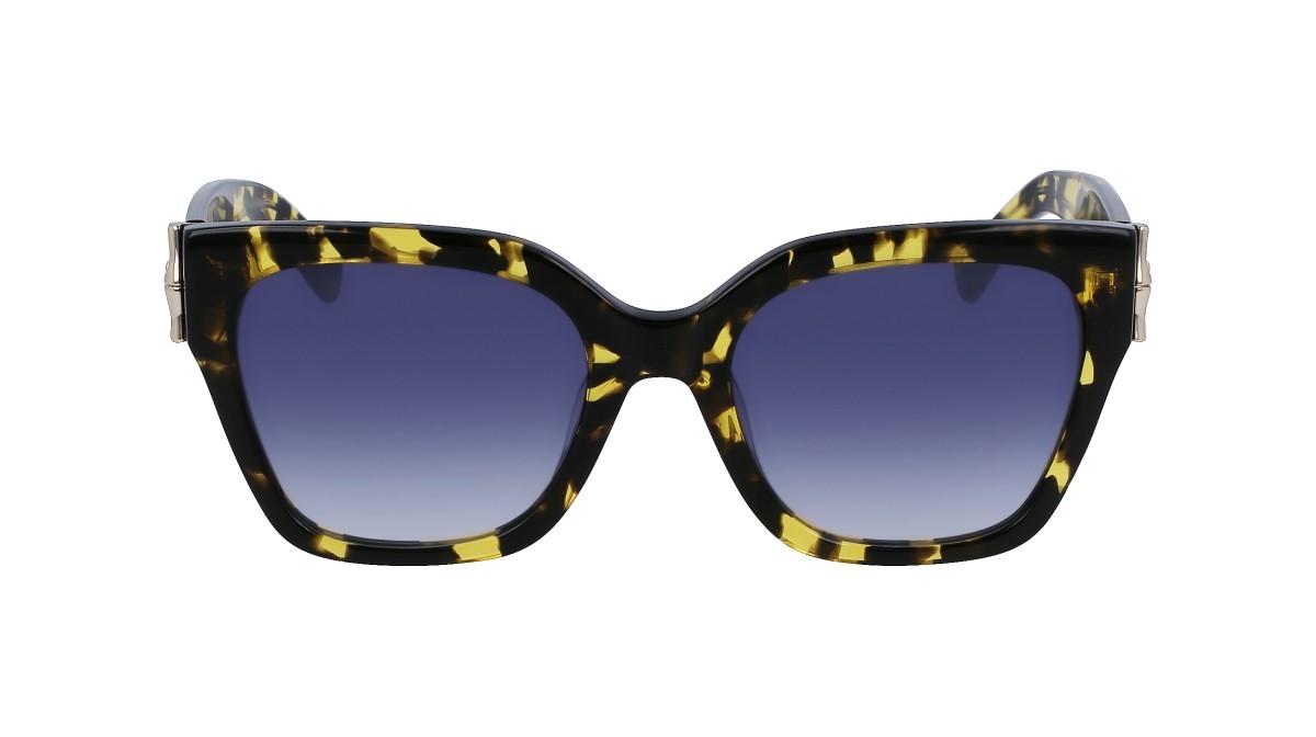 Sunglasses Longchamp LO732S (243) color yellow havana shape rectangle lenses gradient blue