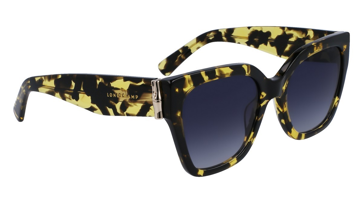 Sunglasses Longchamp LO732S (243) color yellow havana shape rectangle lenses gradient blue