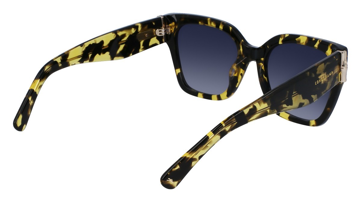 Sunglasses Longchamp LO732S (243) color yellow havana shape rectangle lenses gradient blue