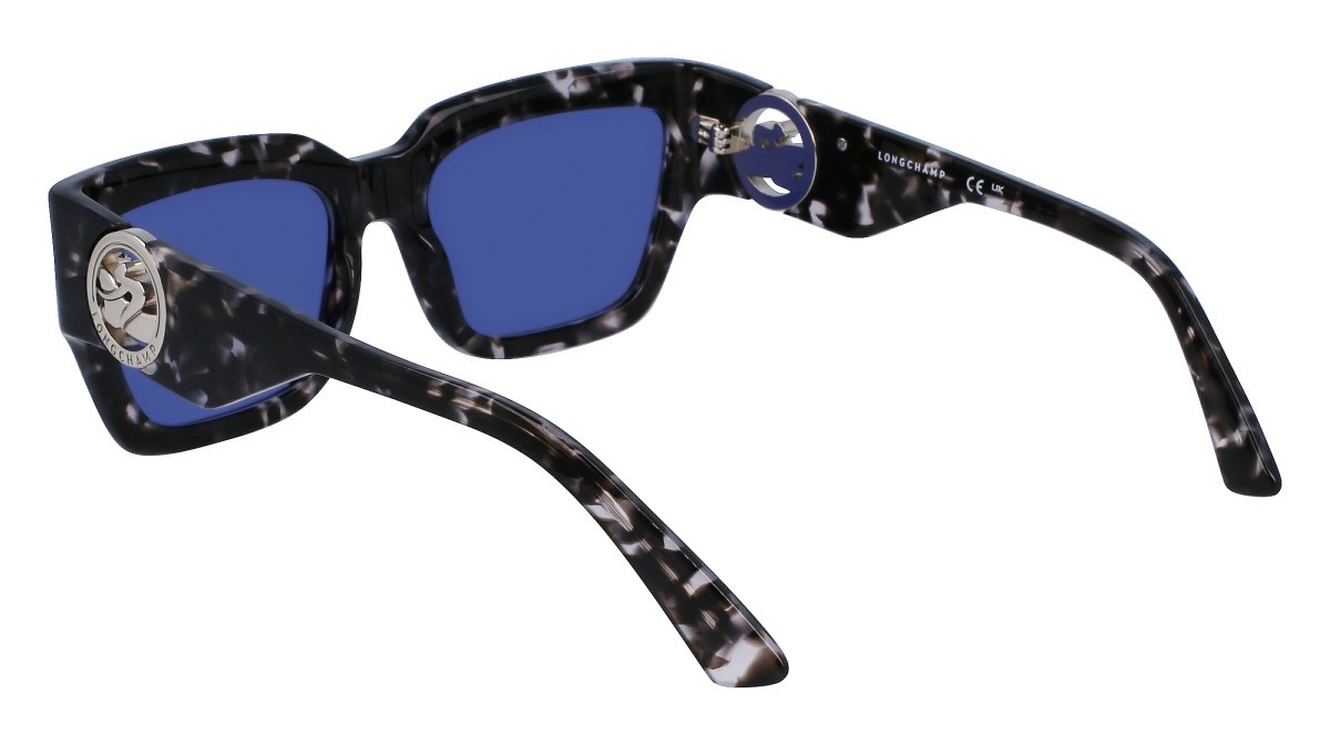 Sonnenbrillen Longchamp LO735S (005) farbe grey havana form rechteckig gläser solid blue