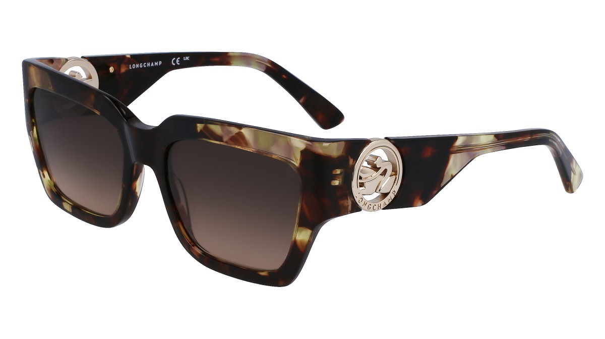 Sonnenbrillen Longchamp LO735S (205) farbe green havana form rechteckig gläser gradient smoke honey