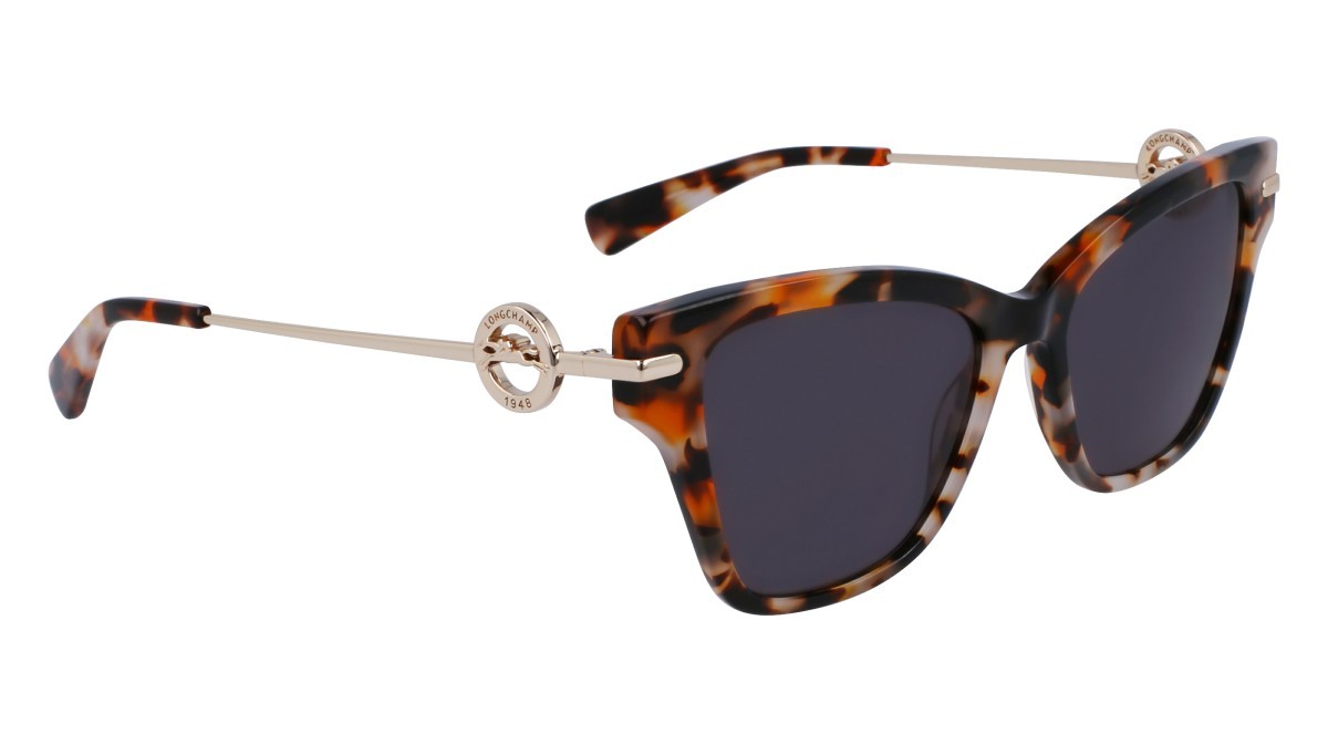 Sonnenbrillen Longchamp LO737S (239) farbe ochre havana form rechteckig gläser solid smoke