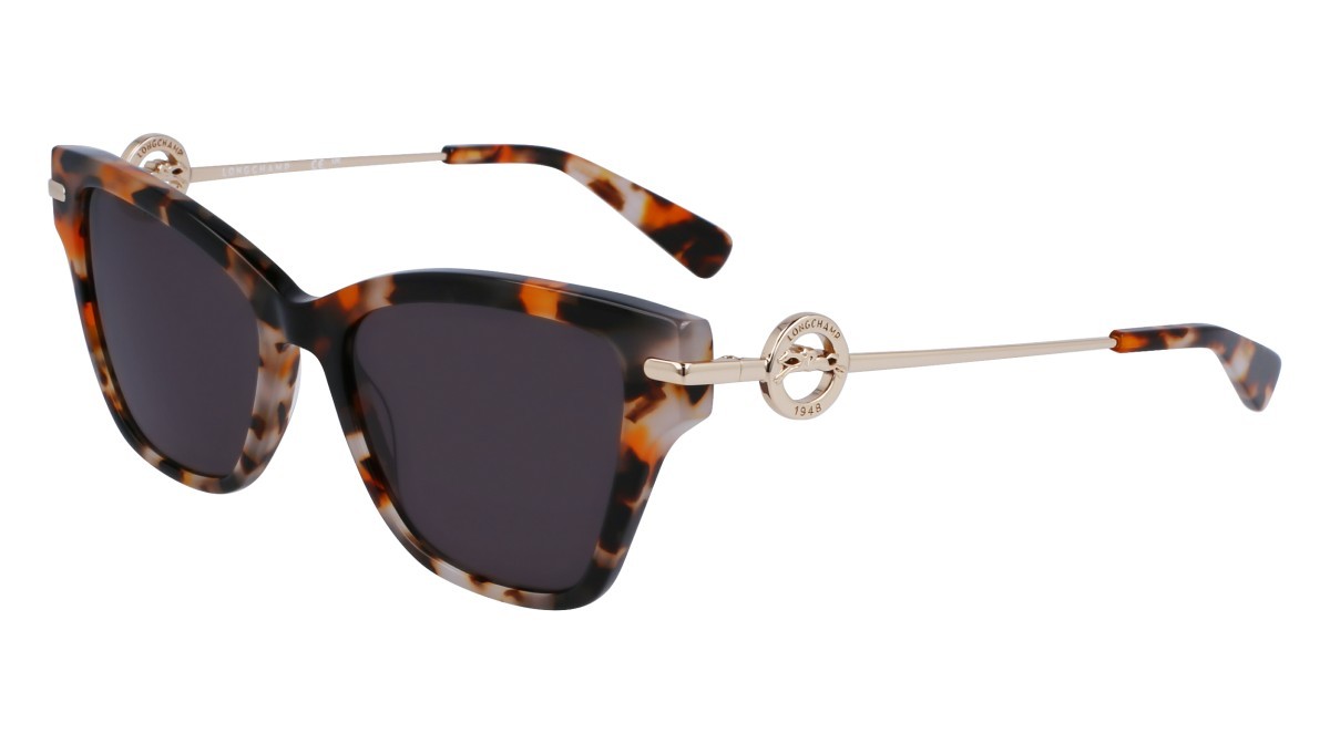 Sonnenbrillen Longchamp LO737S (239) farbe ochre havana form rechteckig gläser solid smoke