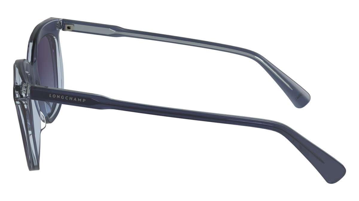 Occhiali da sole Longchamp LO738S (405) colore avio/crystal forma cat eye lenti gradient blue azure