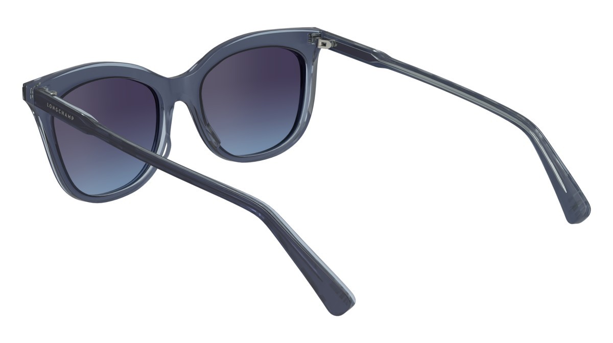 Occhiali da sole Longchamp LO738S (405) colore avio/crystal forma cat eye lenti gradient blue azure