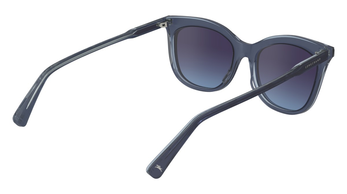 Occhiali da sole Longchamp LO738S (405) colore avio/crystal forma cat eye lenti gradient blue azure