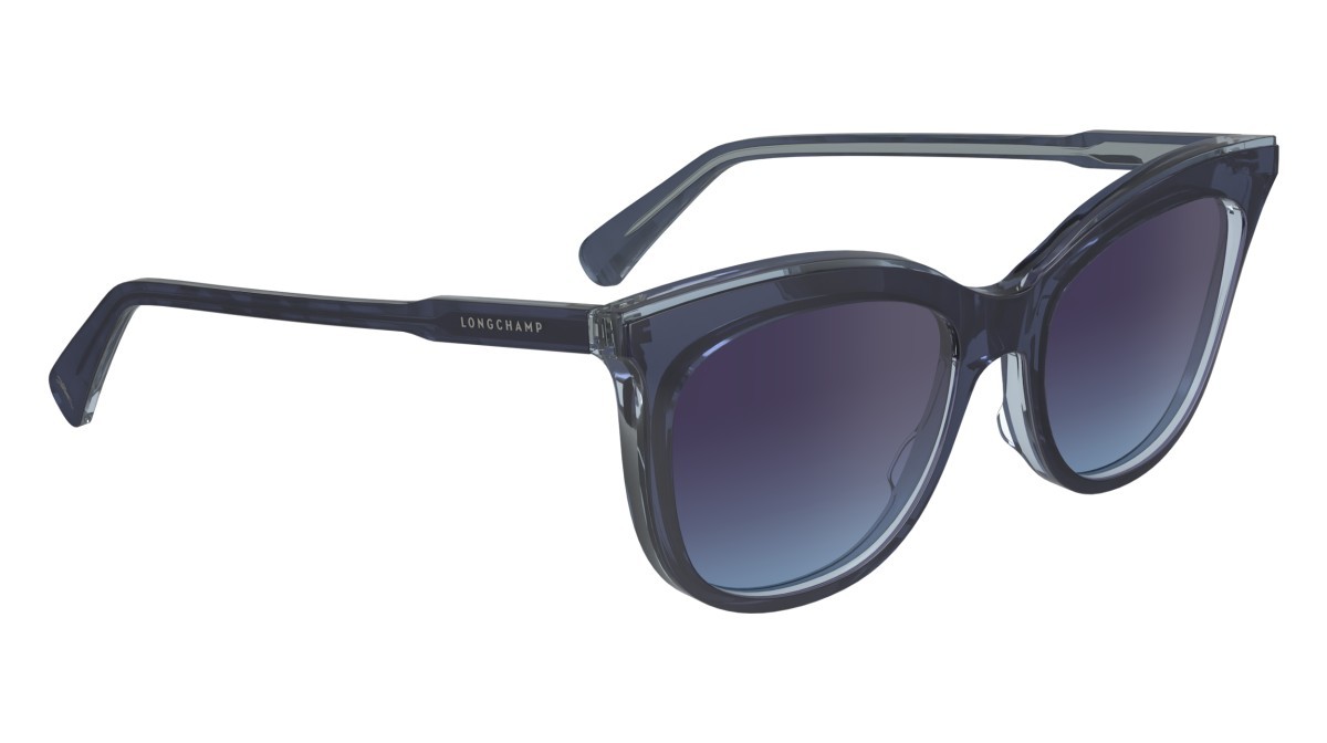 Occhiali da sole Longchamp LO738S (405) colore avio/crystal forma cat eye lenti gradient blue azure