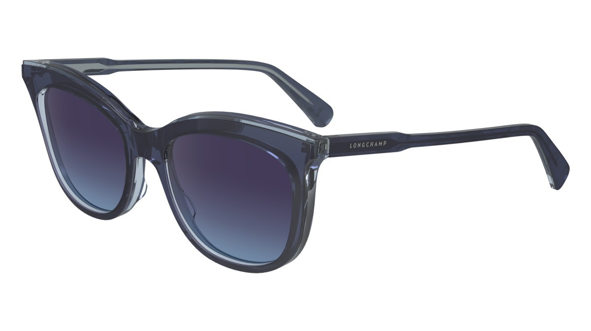 Occhiali da sole Longchamp LO738S (405) colore avio/crystal forma cat eye lenti gradient blue azure