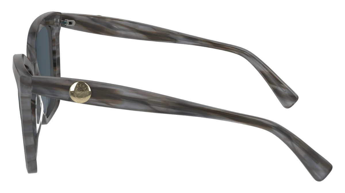 Occhiali da sole Longchamp LO742S (036) colore striped grey forma cat eye lenti solid petrol