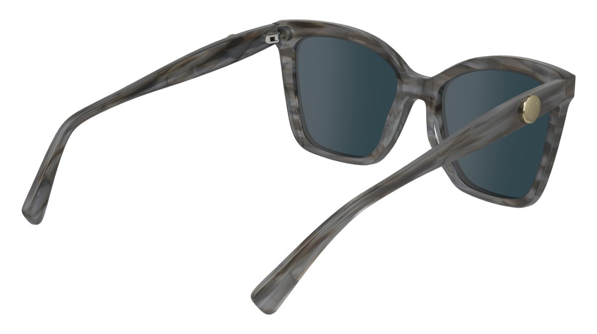 Occhiali da sole Longchamp LO742S (036) colore striped grey forma cat eye lenti solid petrol