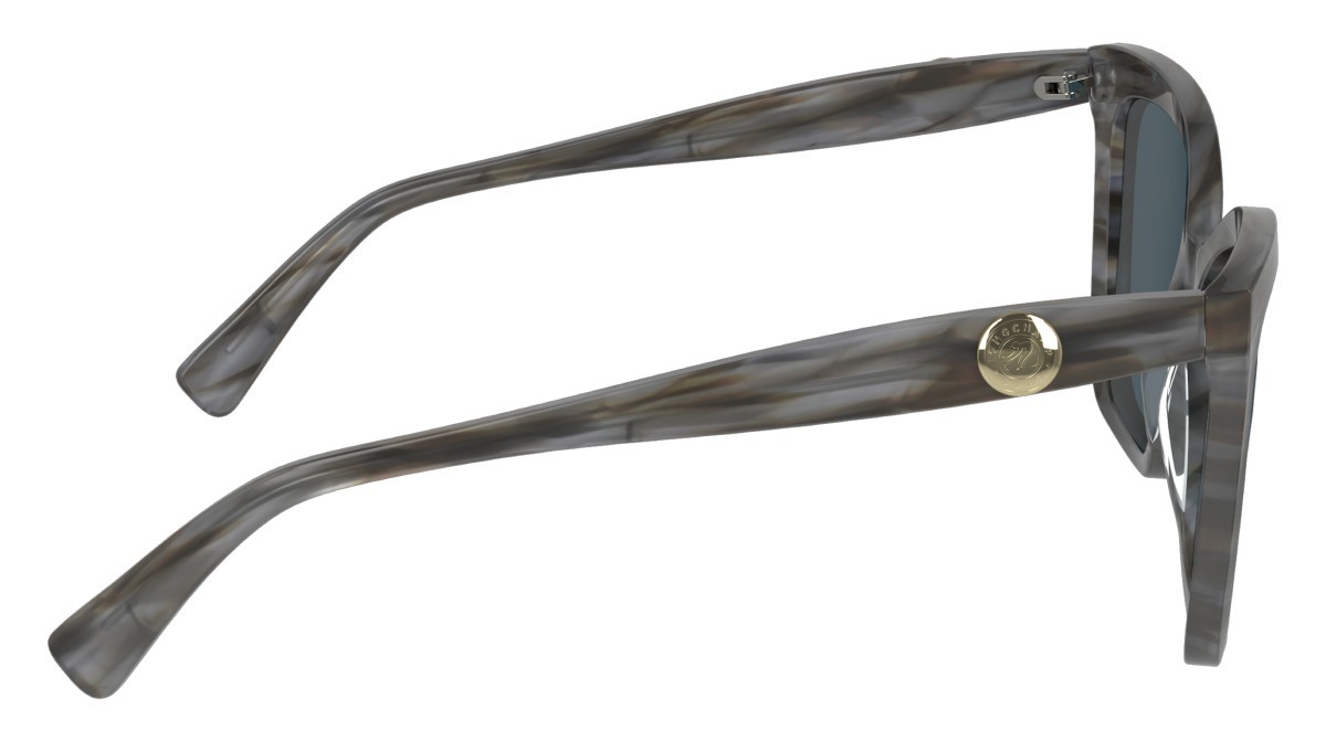 Occhiali da sole Longchamp LO742S (036) colore striped grey forma cat eye lenti solid petrol