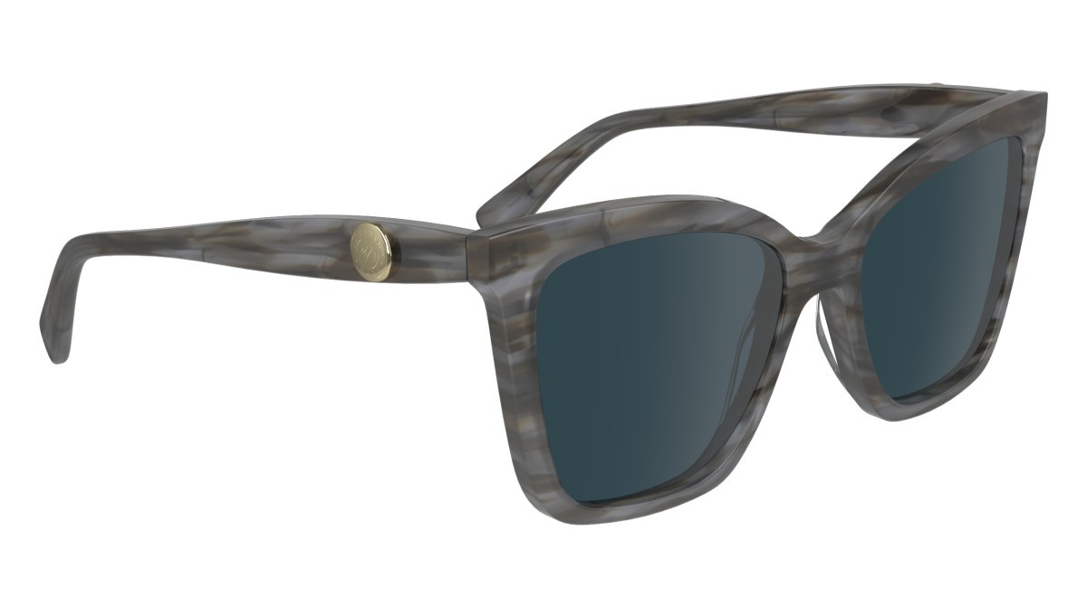 Occhiali da sole Longchamp LO742S (036) colore striped grey forma cat eye lenti solid petrol