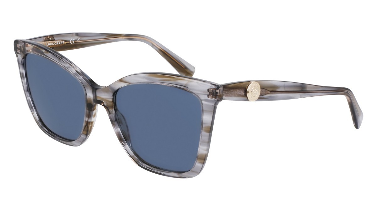 Occhiali da sole Longchamp LO742S N (036) colore striped grey forma cat eye 
