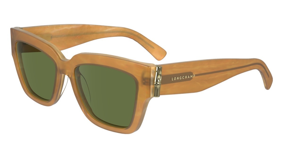 Sonnenbrillen Longchamp LO745S (741) farbe honey form rechteckig gläser solid green