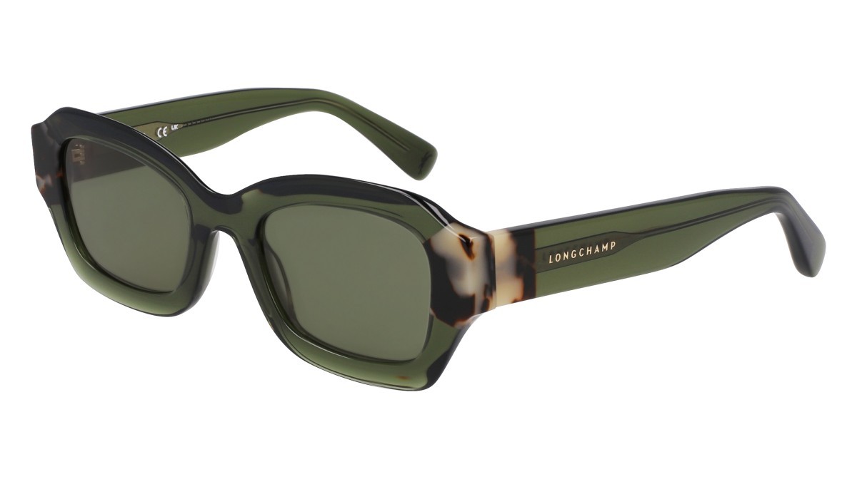 Sonnenbrillen Longchamp LO749S (320) farbe khaki/havana form cat-eye gläser solid green
