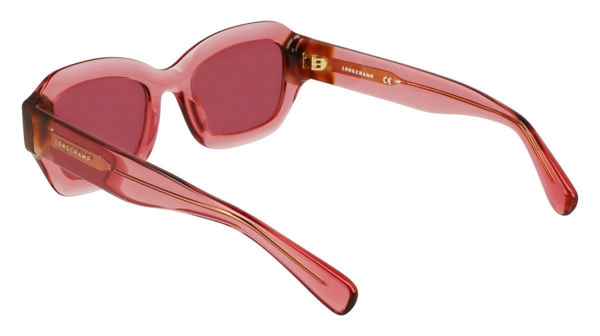 Occhiali da sole Longchamp LO749S (613) colore transparent rose/rose havana forma cat eye lenti solid burgundy