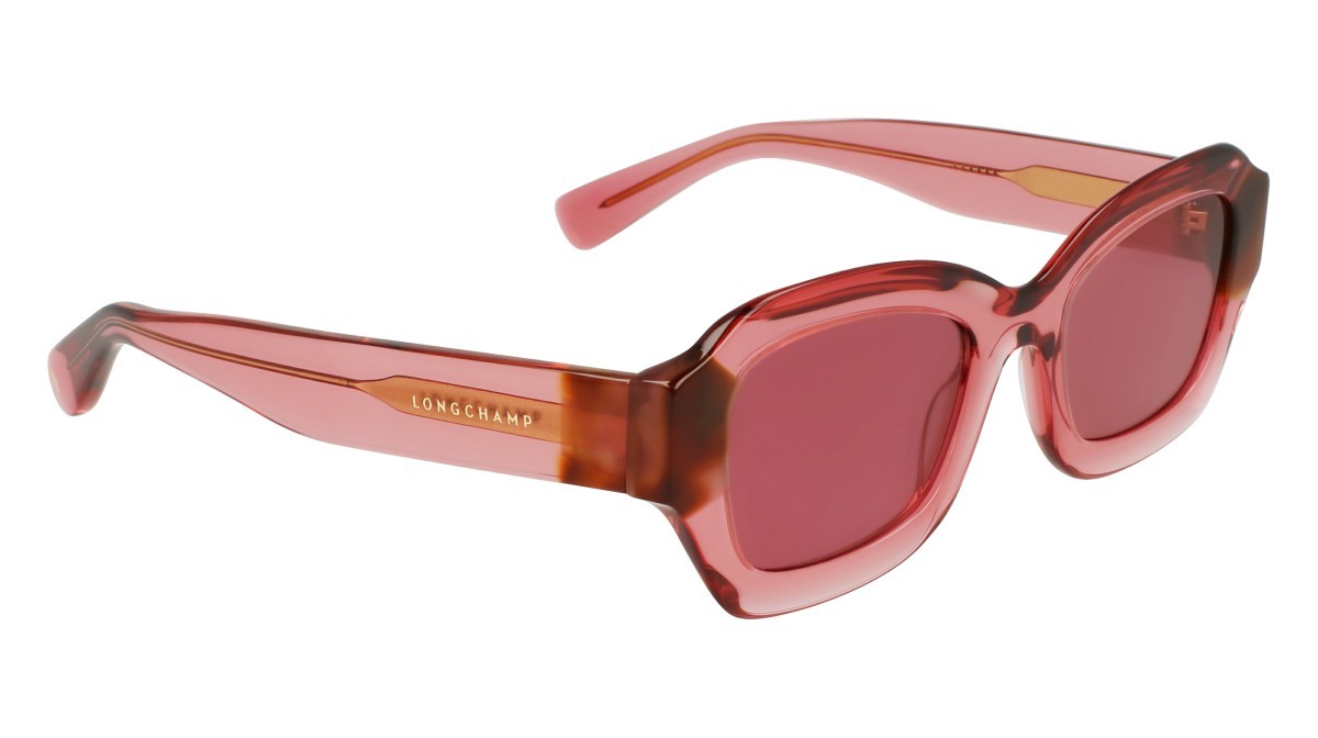 Occhiali da sole Longchamp LO749S (613) colore transparent rose/rose havana forma cat eye lenti solid burgundy