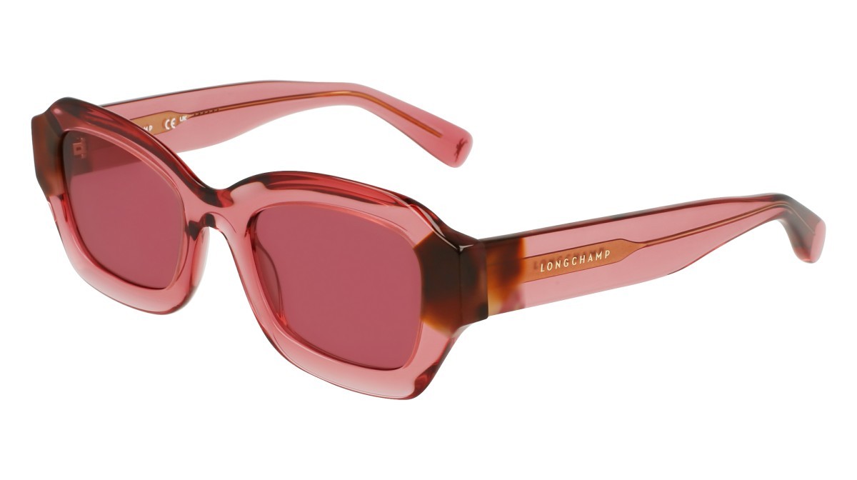 Occhiali da sole Longchamp LO749S (613) colore transparent rose/rose havana forma cat eye lenti solid burgundy