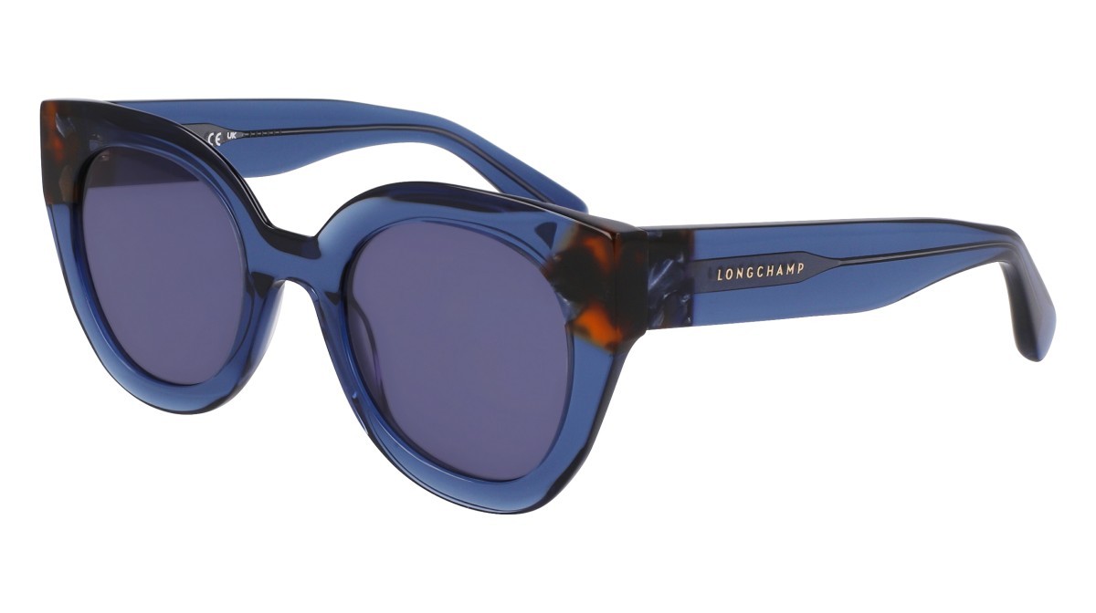 Sonnenbrillen Longchamp LO750S (430) farbe blue/havana form rund gläser solid blue