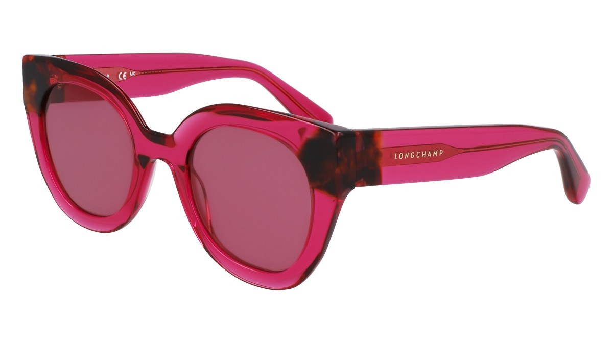Occhiali da sole Longchamp LO750S (654) colore cyclamen/havana forma rotondo lenti solid pink
